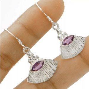 Natural Amethyst & .925 S/S Artisan Earrings